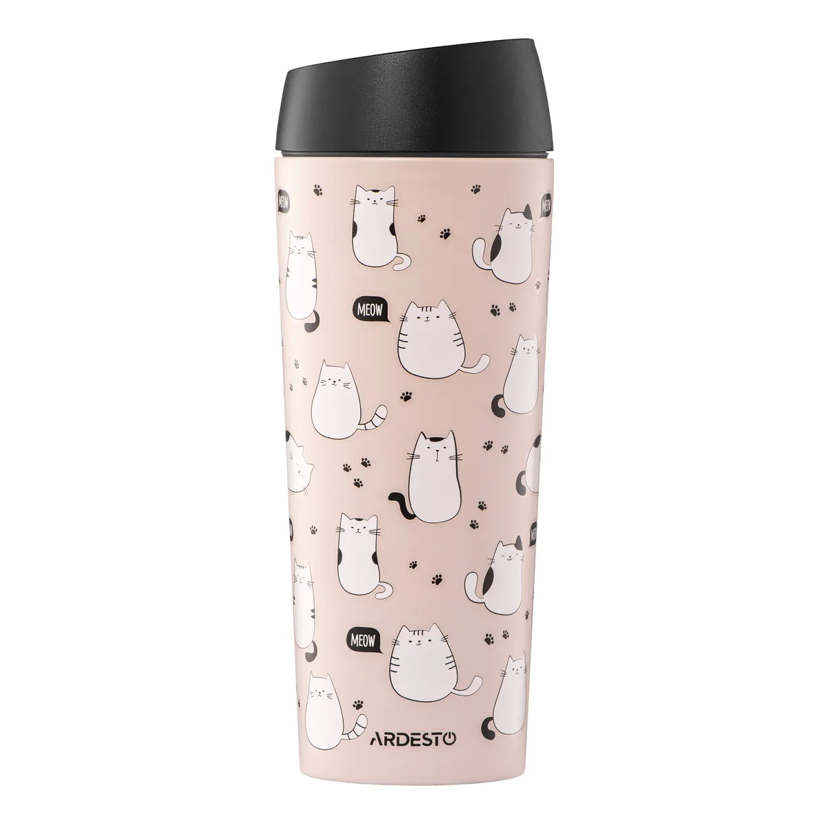 Термос для напоїв ARDESTO Coffee Time Коти 450 мл, з нержавіючої сталі, коричневий.