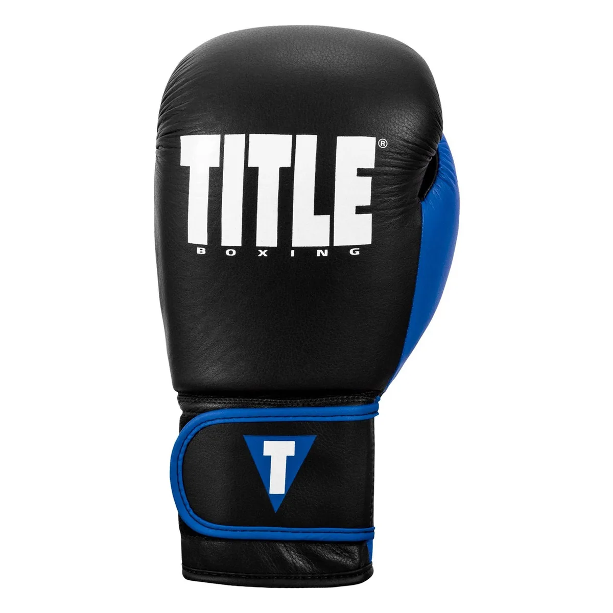 Боксерські рукавиці TITLE натуральна шкіра 12 oz чорні сині