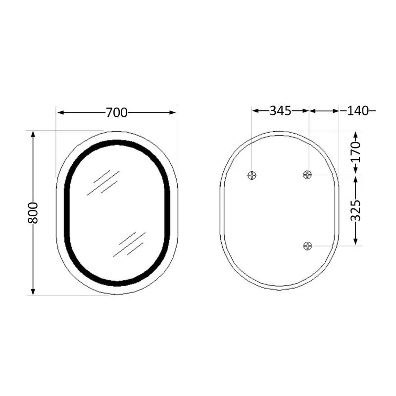 Дзеркало з LED-підсвічуванням Qtap Gemini 800х700 мм овальне антизапотівання сенсорне