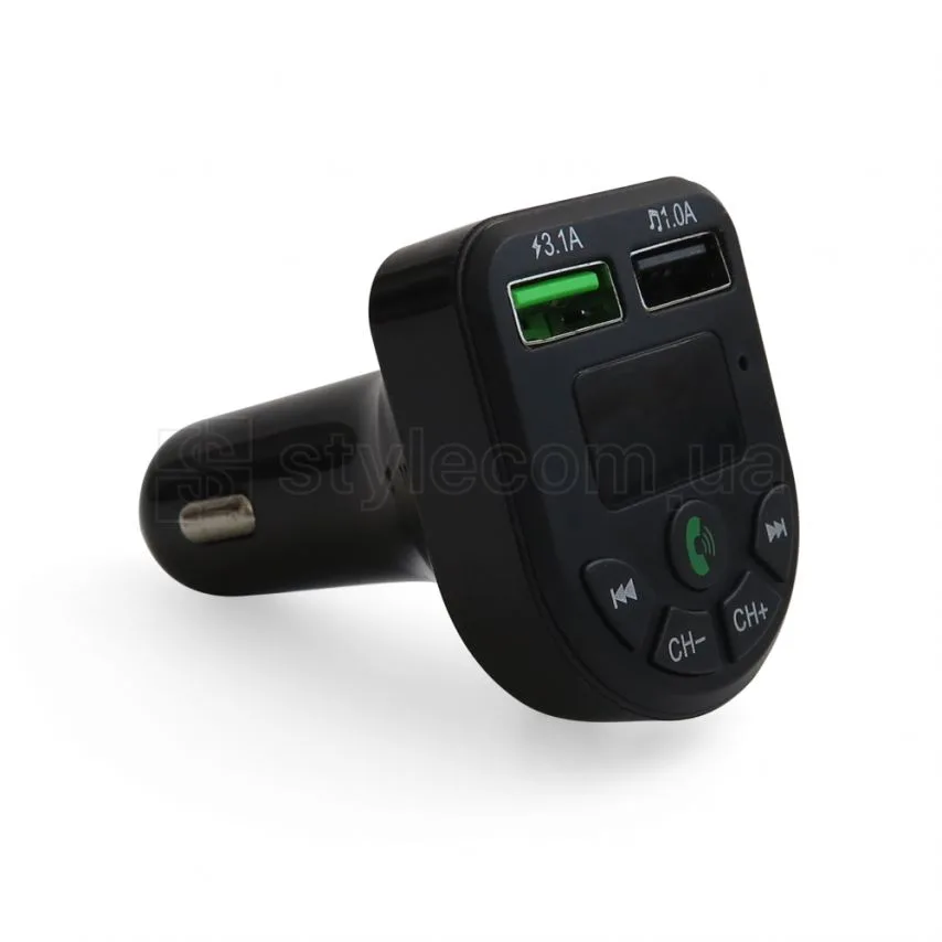 FM-трансмітер Bluetooth пластик чорний 4 порти USB mini-jack