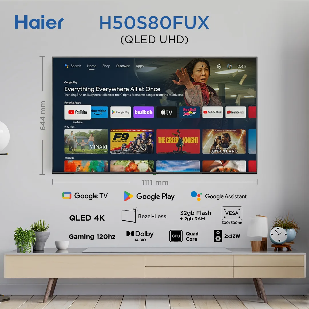 LED-телевізор Haier QLED 50 дюймів UHD Чорний