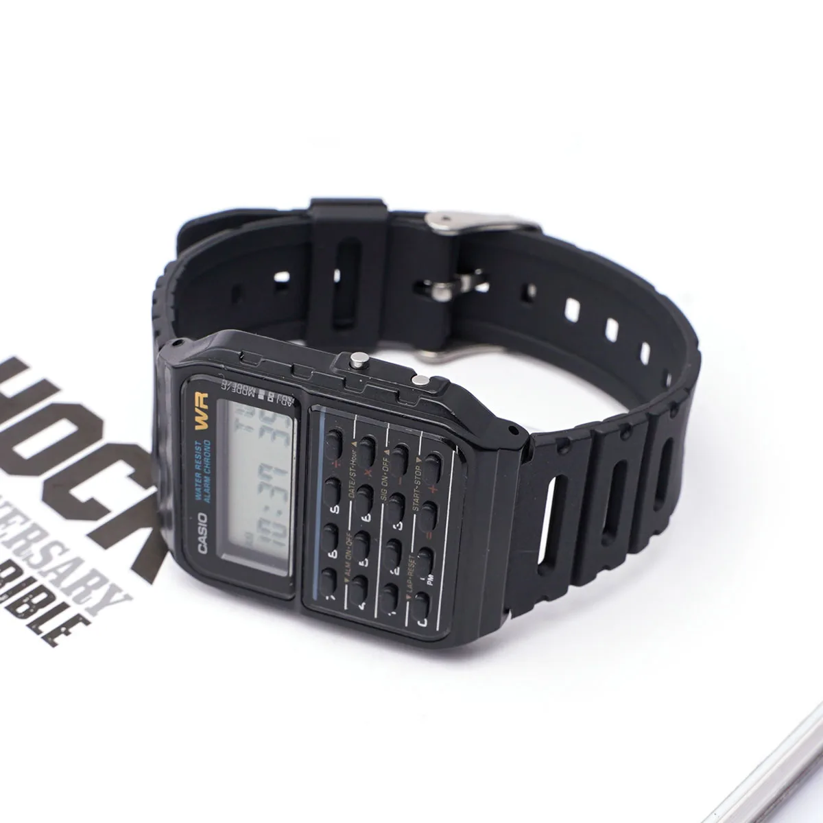Ремінець Casio полімер 20 мм чорний з застібкою рожеве золото