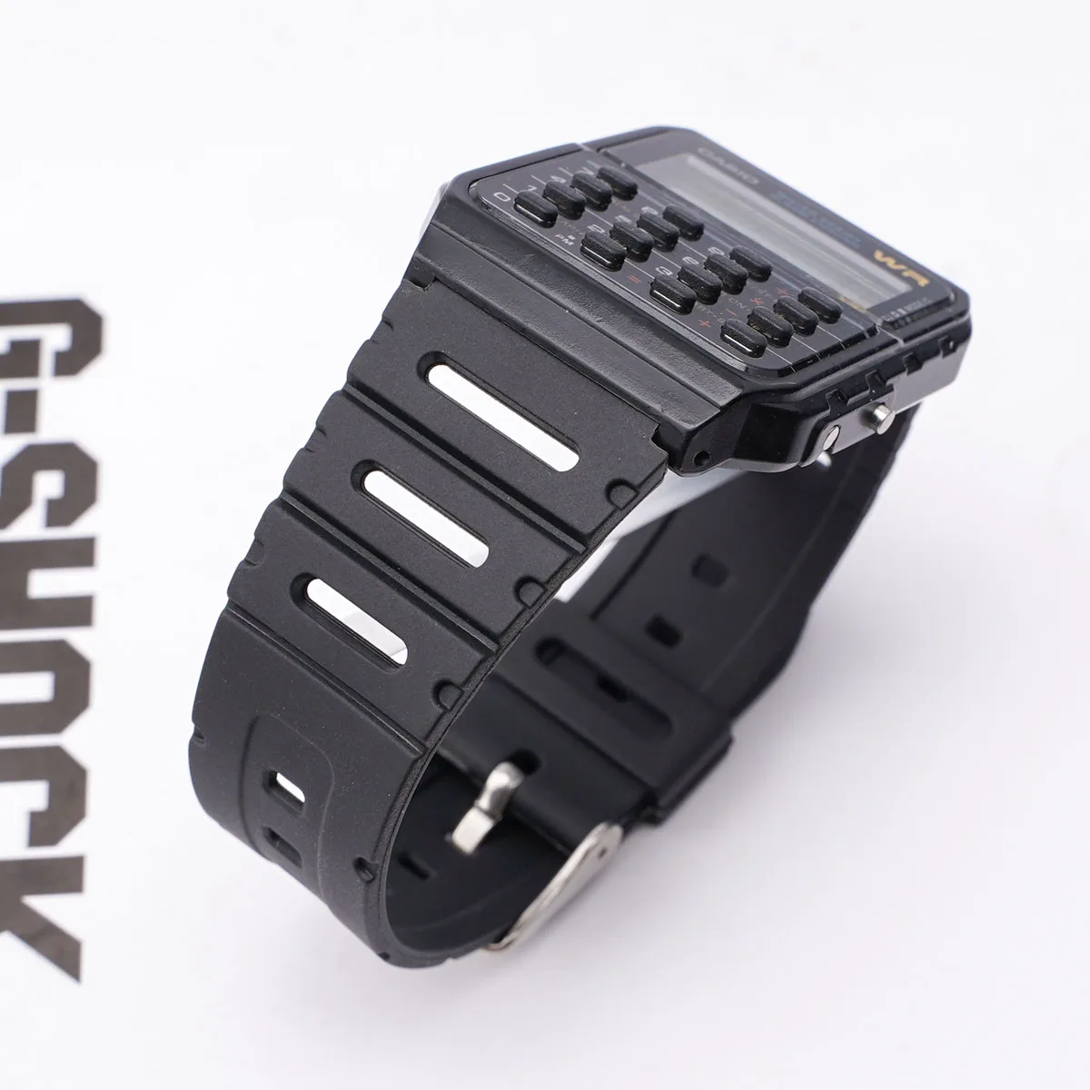 Ремінець Casio полімер 20 мм чорний з застібкою рожеве золото