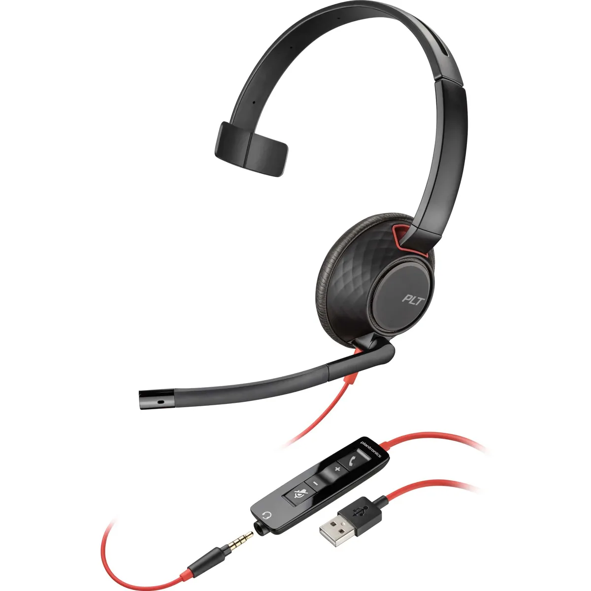 Компьютерная гарнитура моно On-ear Poly Blackwire 5210, USB-A, USB-C, 3.5 мм, всенаправленный, шумоподавление, черный.