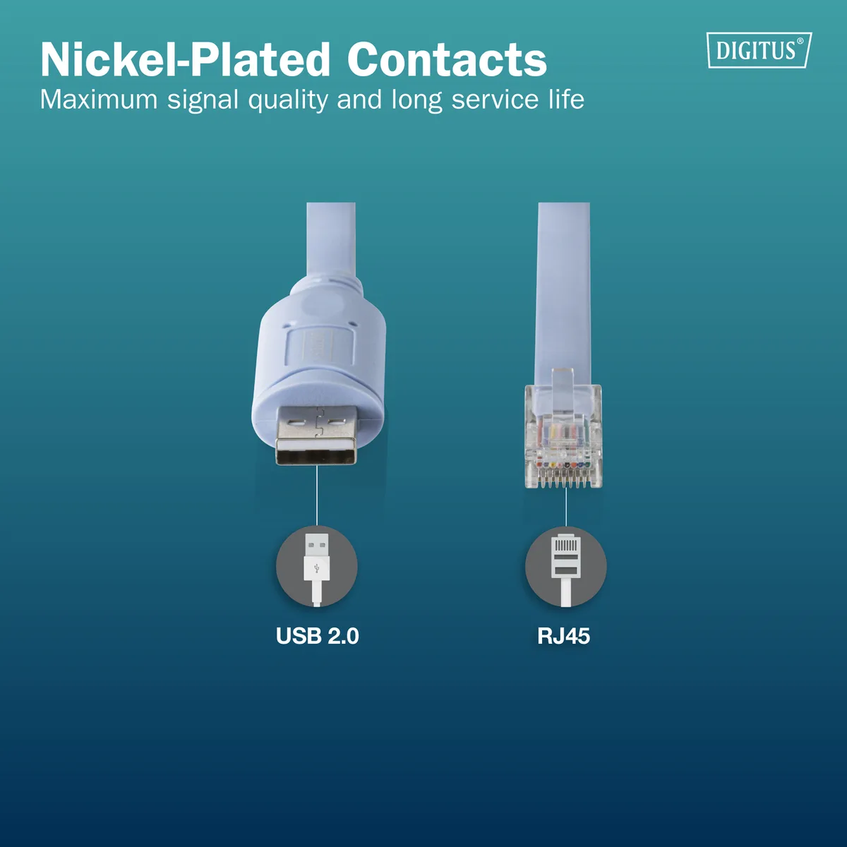 Адаптер DIGITUS USB 2.0 RJ45 1,8 м Нікельований