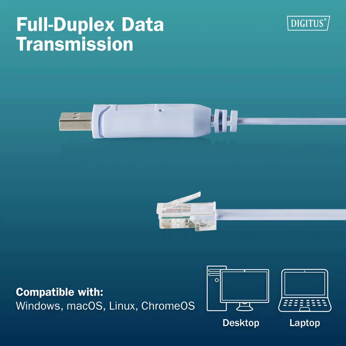 Адаптер DIGITUS USB 2.0 RJ45 1,8 м Нікельований