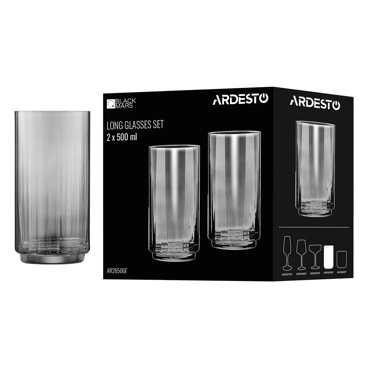Склянки ARDESTO Black Mars Alcor 500 мл 2 шт.
