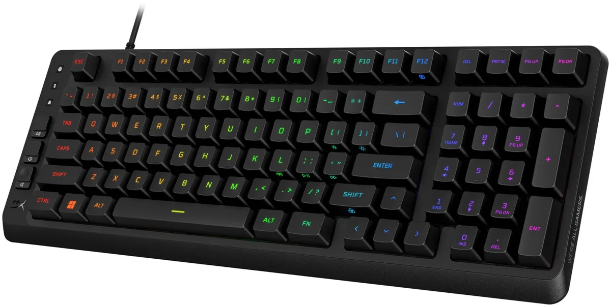 Клавіатура HyperX мембранна компактна 99 клавіш USB-A RGB чорна