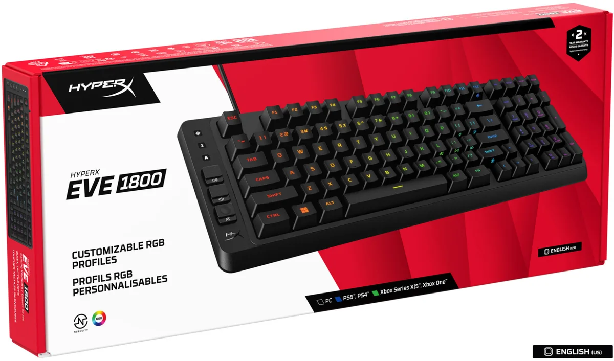 Клавіатура HyperX мембранна компактна 99 клавіш USB-A RGB чорна