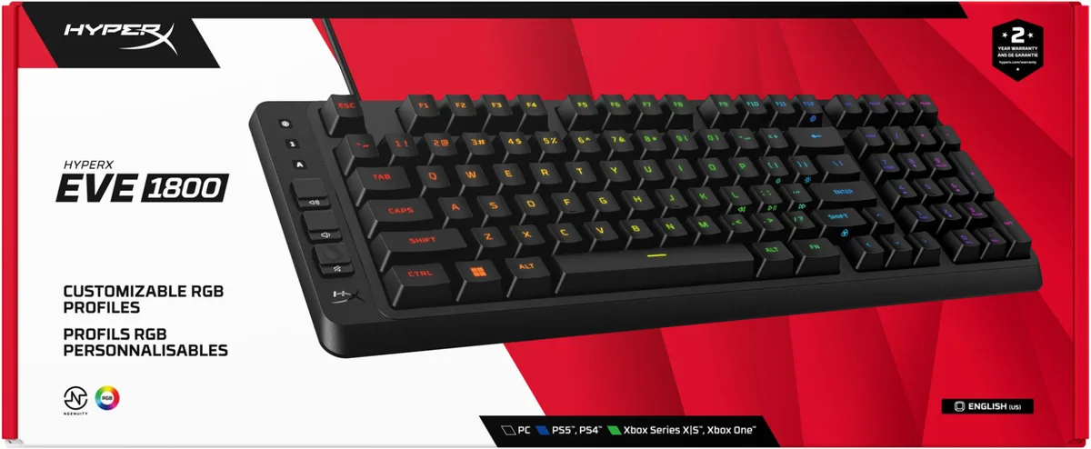 Клавіатура HyperX мембранна компактна 99 клавіш USB-A RGB чорна