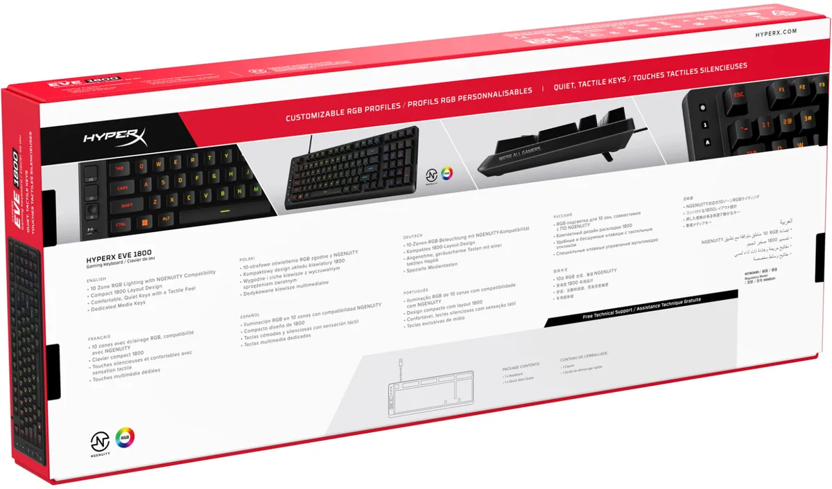 Клавіатура HyperX мембранна компактна 99 клавіш USB-A RGB чорна