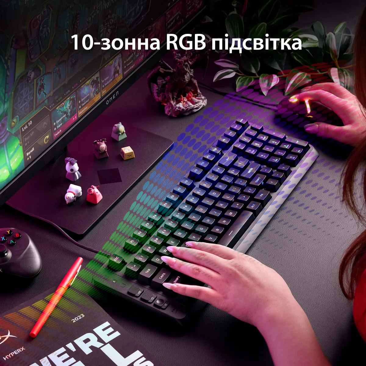 Клавіатура HyperX мембранна компактна 99 клавіш USB-A RGB чорна