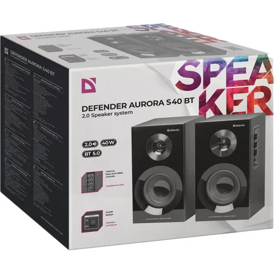 Акустика Defender 2.0 МДФ 142х254х285 мм Чорна 40 Вт Bluetooth