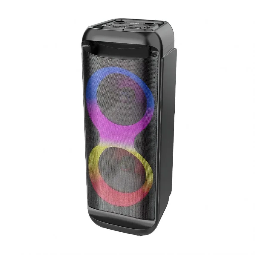 Портативна колонка Bluetooth 40W 203мм чорна з підсвічуванням та функцією караоке