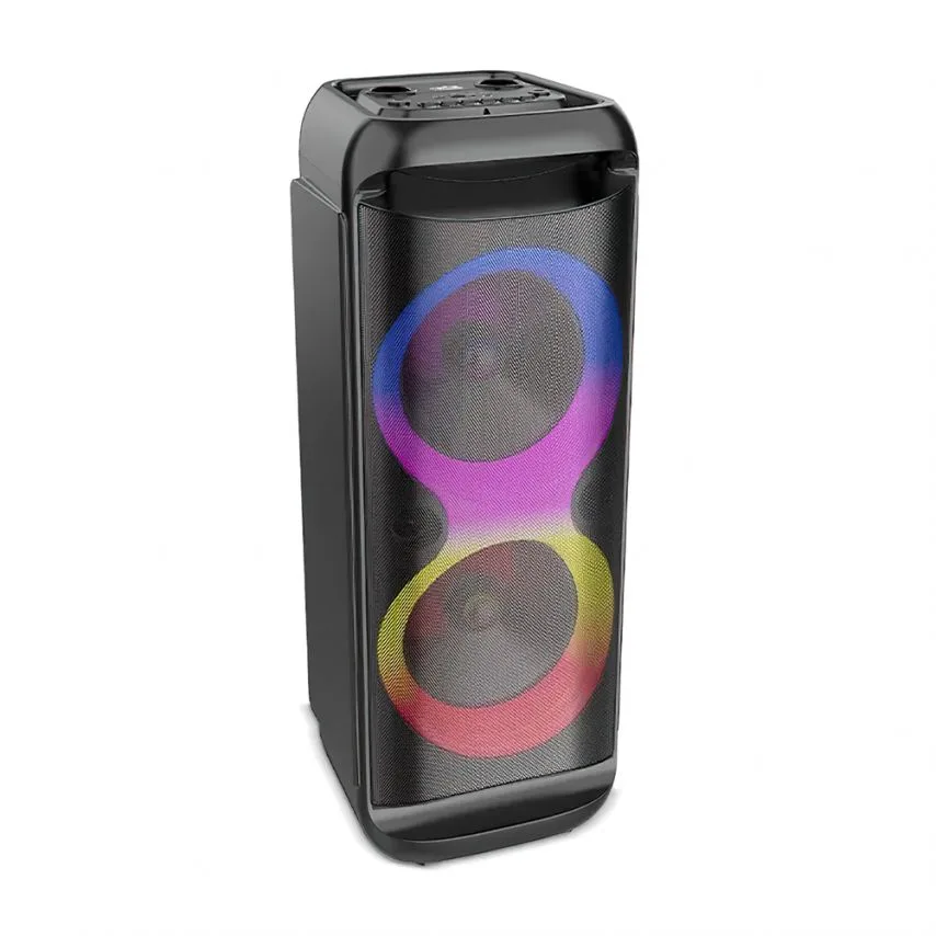 Портативна колонка Bluetooth 40W 203мм чорна з підсвічуванням та функцією караоке