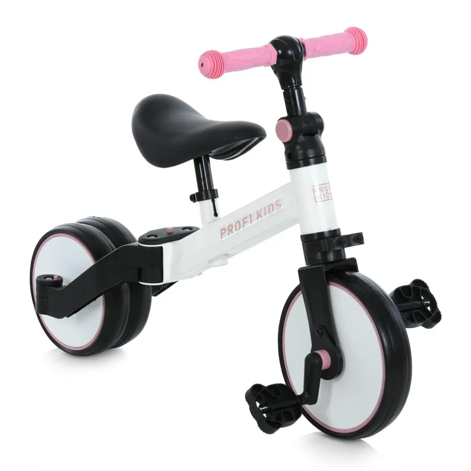 Дитячий велосипед-беговел PROFI KIDS сталь 72х51х50 см біло-рожевий