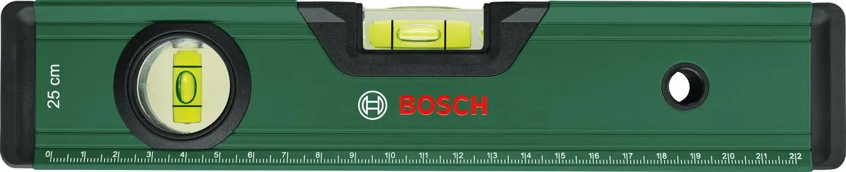 Уровень Bosch, 25 см, 2 пузырька, алюминиевый