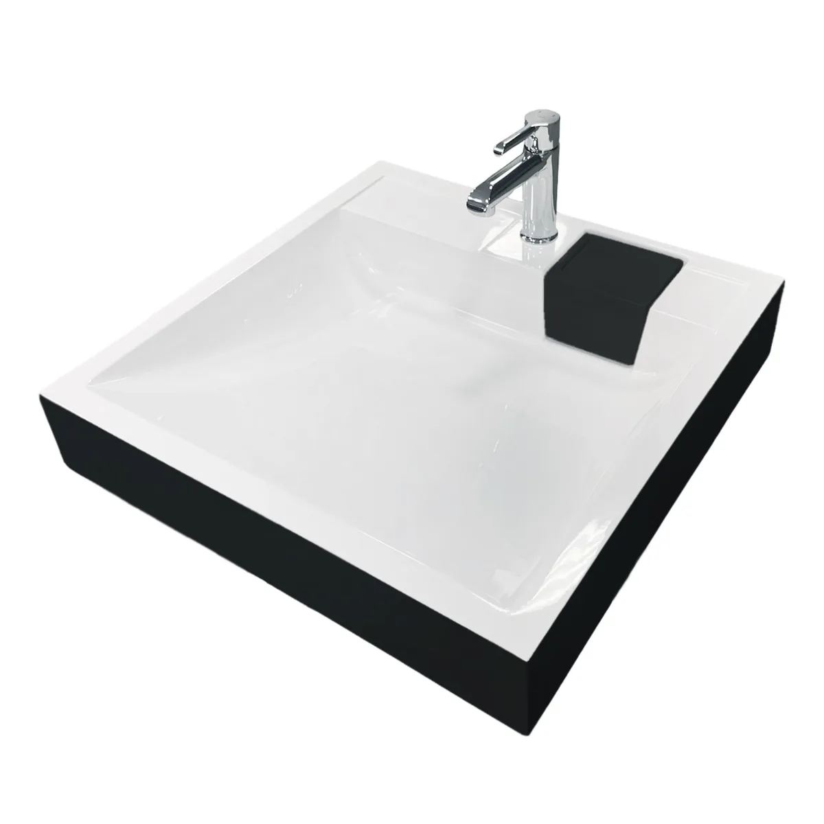 Раковина, умивальник Adamant WASHER NEW, штучний камінь, прямокутна форма, з отвором для змішувача, без переливу, 595.