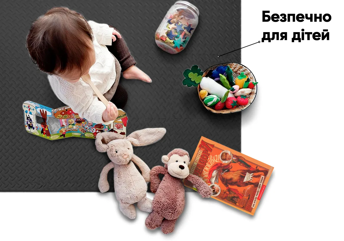 Татамі мат EasyFit EVA 30х30х1 см чорний 8 шт ласточкин хвіст