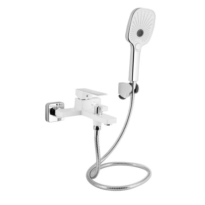 Змішувач для ванни Qtap Gemini 259 хромовий білий латунь 181х196х107 мм