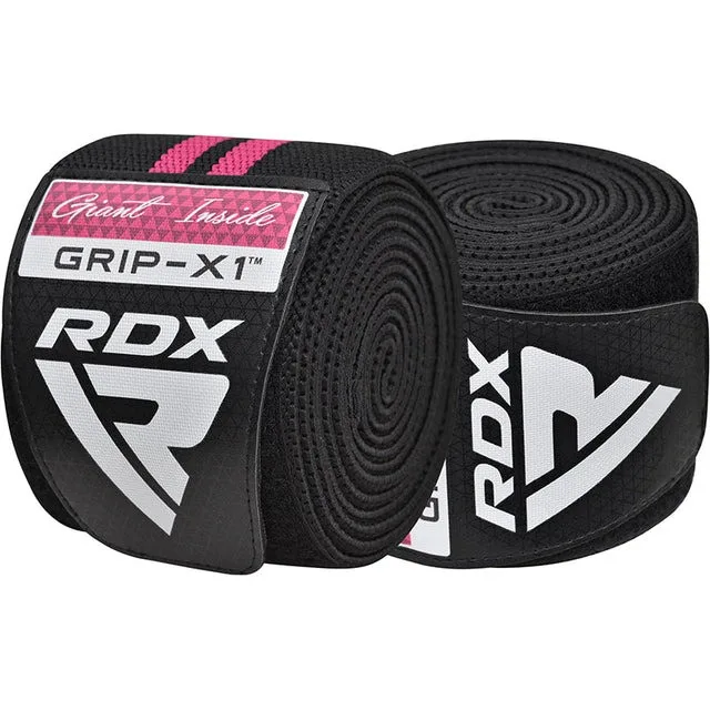 Бинти на коліна RDX Inc Бавовна 200 см Чорні з рожевим