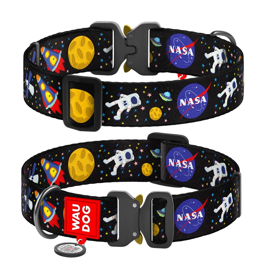 Нашийник WAUDOG Nylon XXL 35 мм 46-70 см нейлоновий з QR паспортом NASA