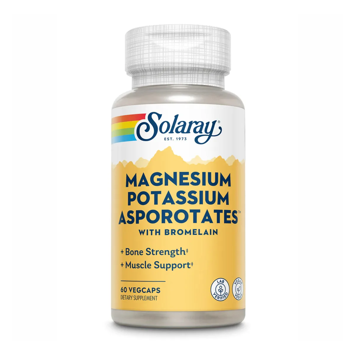 Solaray Magnesium Potassium Asporotate 60 капсул без ГМО веганский