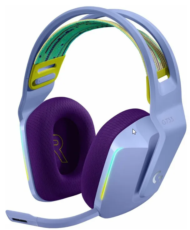 Гарнитура Logitech Беспроводная полноразмерная пластиковая фиолетовая RGB