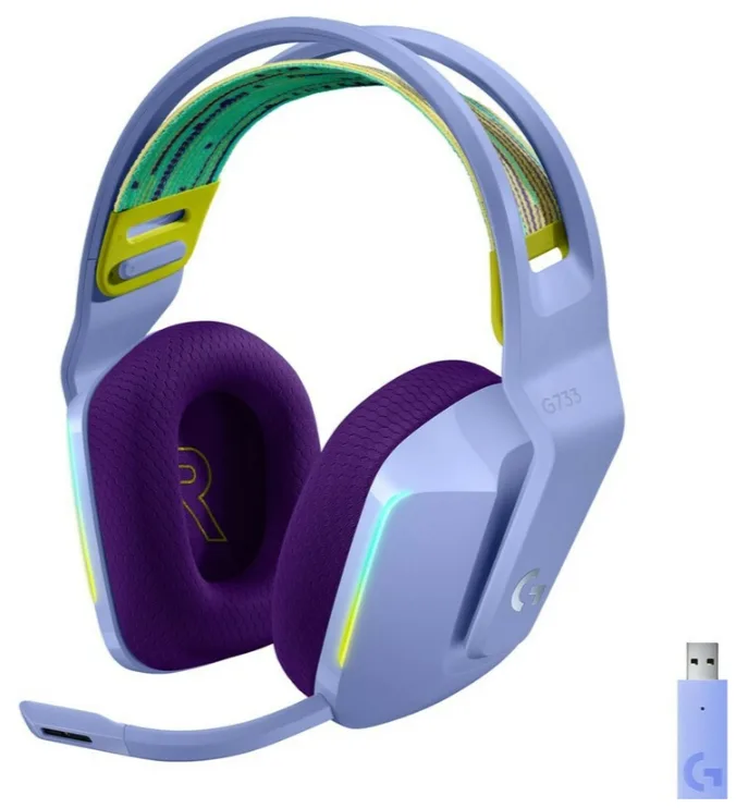 Гарнитура Logitech Беспроводная полноразмерная пластиковая фиолетовая RGB