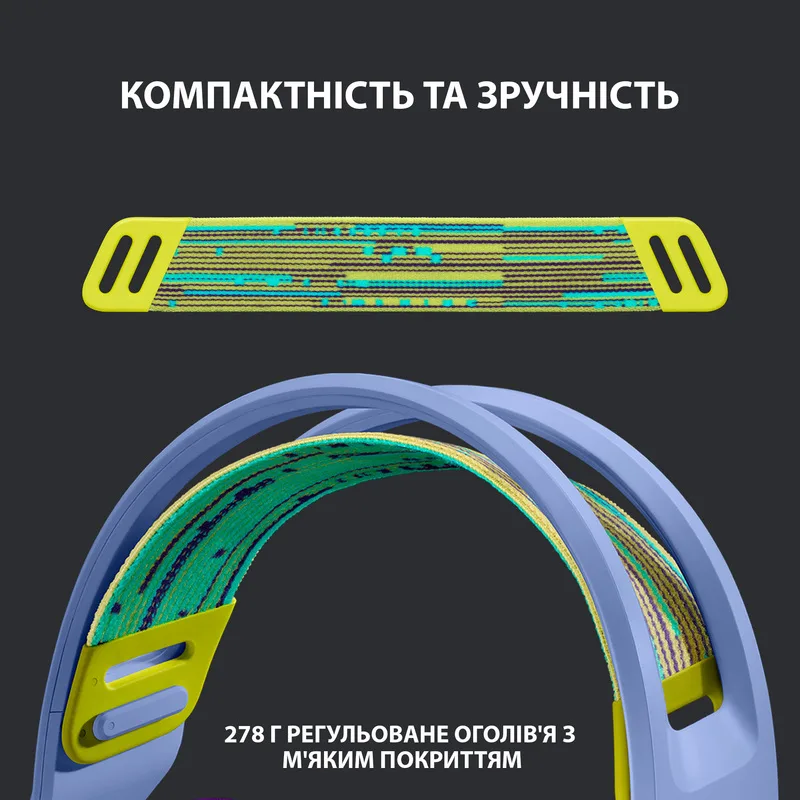 Гарнитура Logitech Беспроводная полноразмерная пластиковая фиолетовая RGB