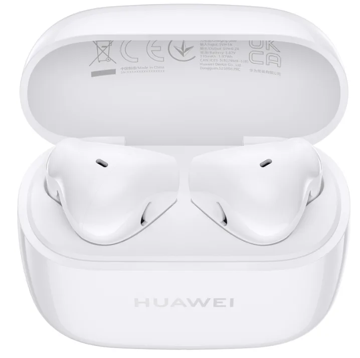 Наушники Huawei беспроводные, вкладыши, пластиковые, белые, с защитой от влаги IP54.