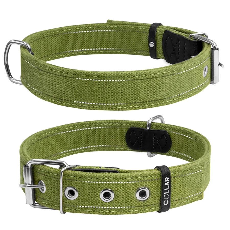 Нашийник для собак L 51-63 см брезентовий 35 мм чорний CoLLaR
