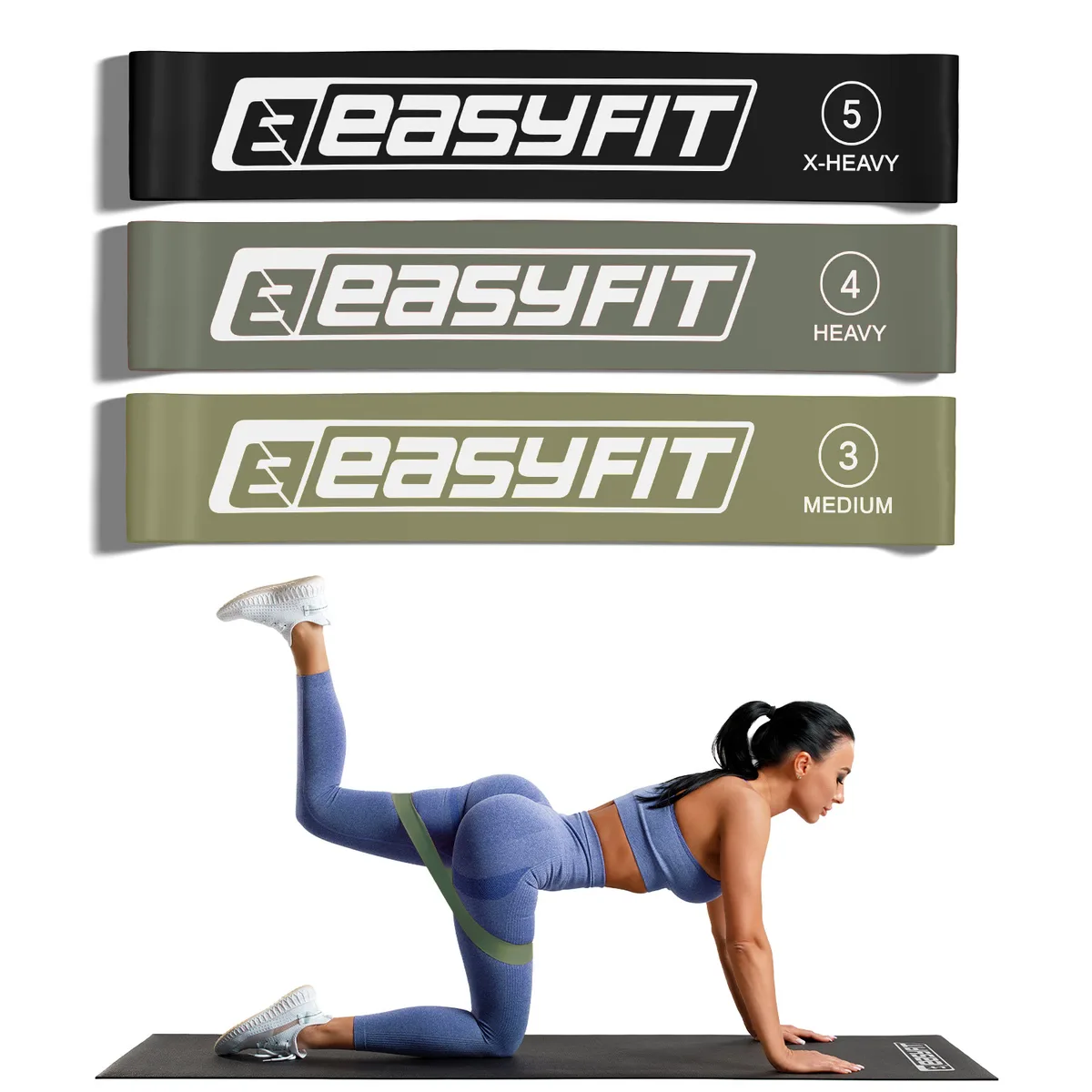 Резинки для фітнесу EasyFit латекс 60 см 3 шт кольорові