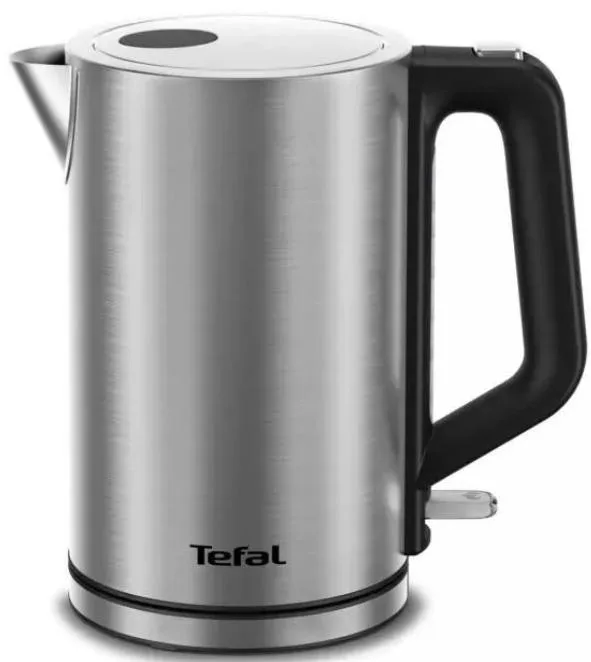 Электрический чайник Tefal Bronx, объем 17 л, из нержавеющей стали серого цвета.