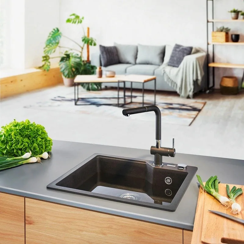 Кухонна мийка Franke Urban, фрагранітна, прямокутна, без крила, розміри 503х425х230мм, однокамерна, врізна, модель UBG 610-56, чор