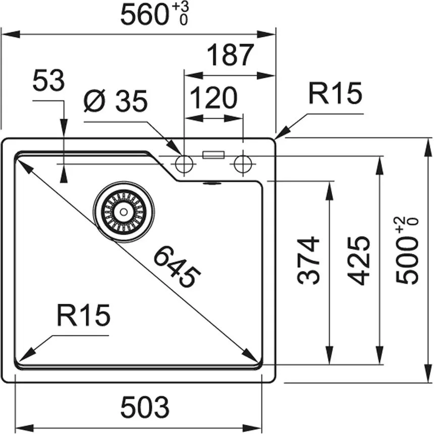 Кухонна мийка Franke Urban, фрагранітна, прямокутна, без крила, розміри 503х425х230мм, однокамерна, врізна, модель UBG 610-56, чор
