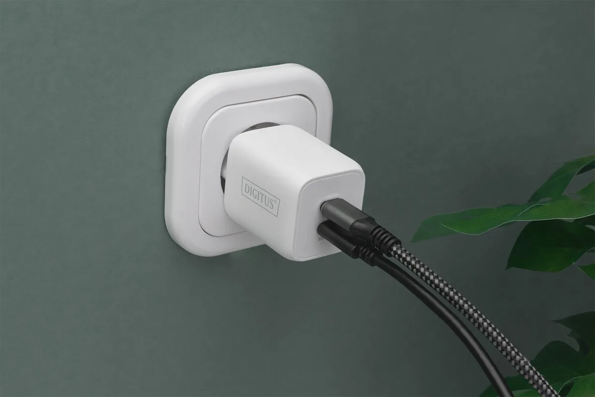 Зарядний пристрій DIGITUS 2хUSB-C, 65W, GaN