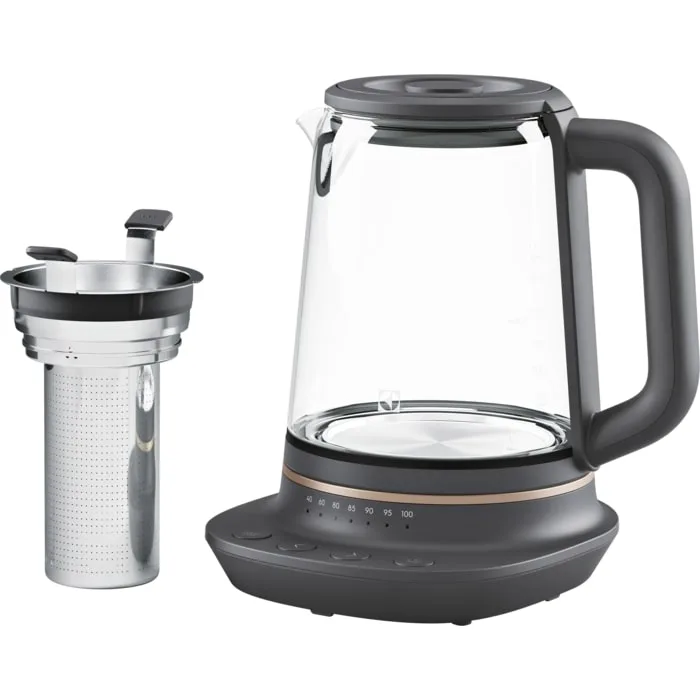 Электрочайник Electrolux 17л, Strix, стеклянный, с заварником, функция поддержания температуры, черный
