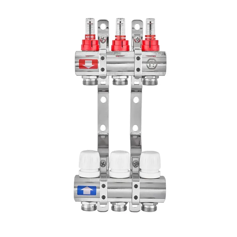 Коллекторный блок EUROPRODUCT латунь 1" 3 контура стальной