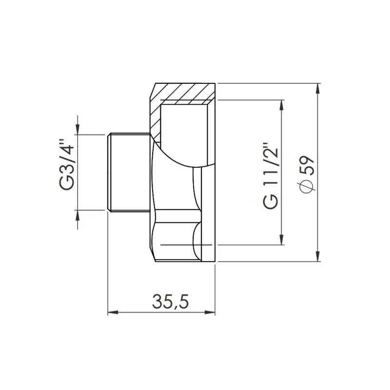 Переходник Thermo Alliance Forte 1 1/2"x3/4" латунь никелированный