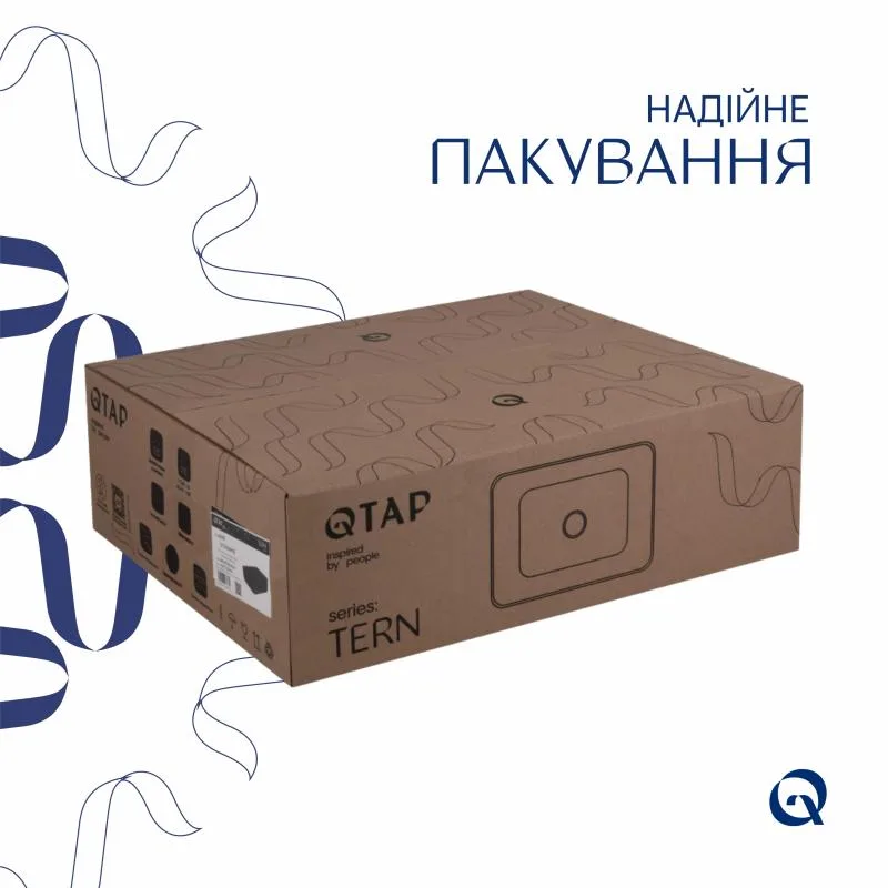 Накладная раковина Qtap Tern прямоугольная 480x370 мм керамика матовая черная