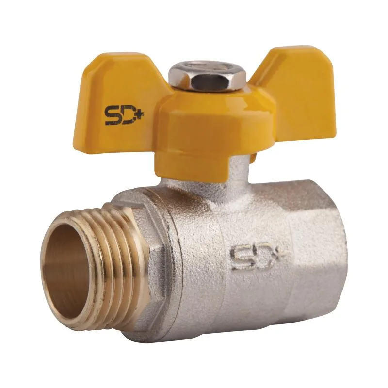 Кран шаровой 3/4" запорный для газа латунь бабочка Thermo Alliance