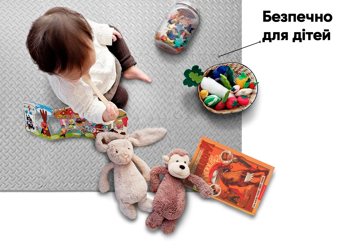 Татамі мат EasyFit EVA 30х30х1 см сірий 8 шт ласточкин хвіст