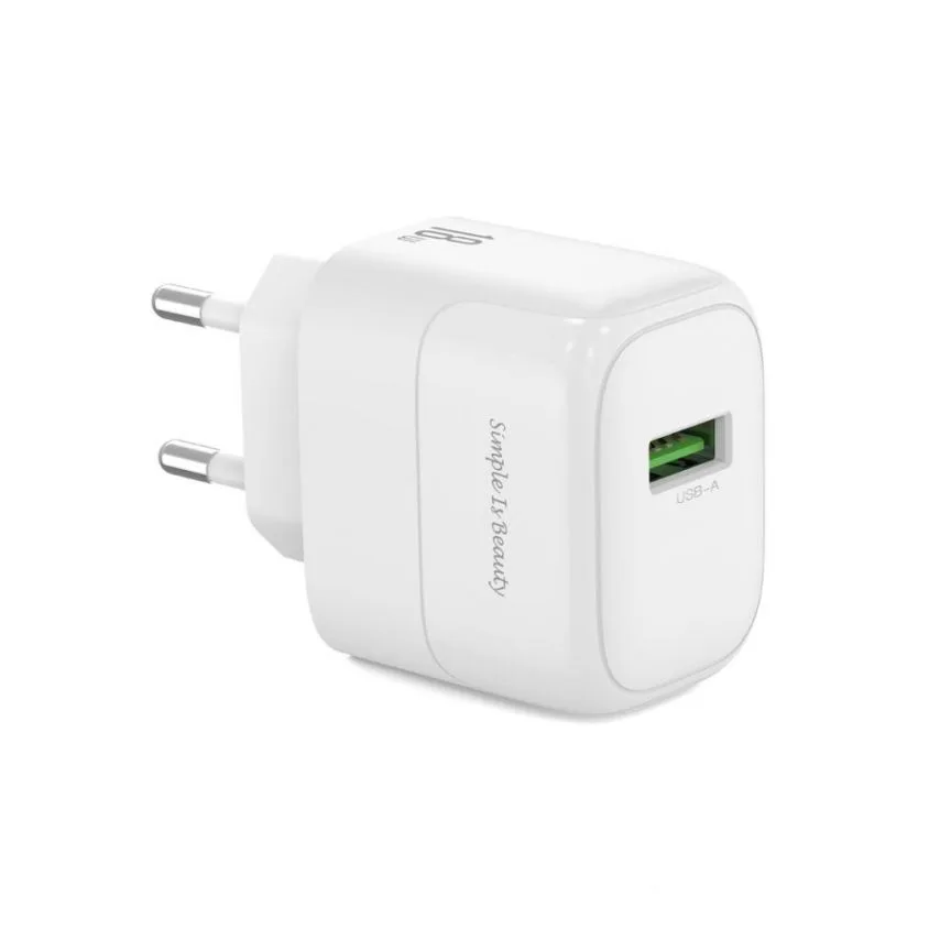 Мережевий зарядний пристрій XO 1USB 18W Quick Charge 3.0 Білий