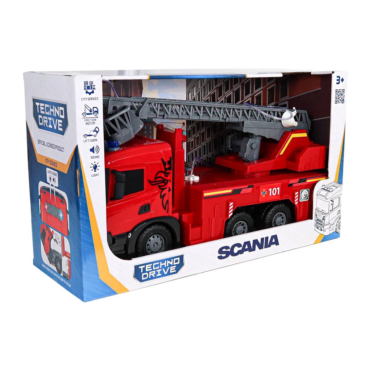 Пожежна машина TechnoDrive АБС 52,2х19х26,8 см червона зі світлом і звуком