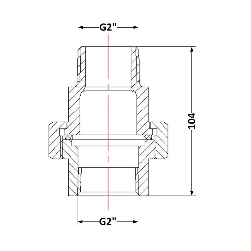 Згін американка чавунний 2"x2" КЧ31150 різьблення сірий