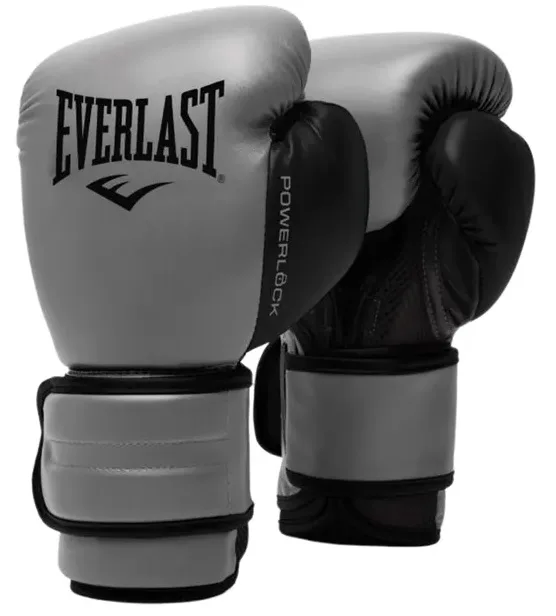 Боксерські рукавиці Everlast 100% поліуретан 14 унцій сірі чорні