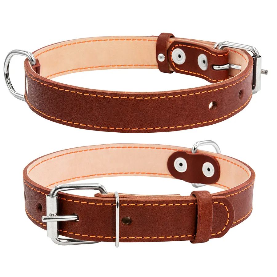 Нашийник подвійний CoLLaR 25мм 38-50см шкіряний коричневий