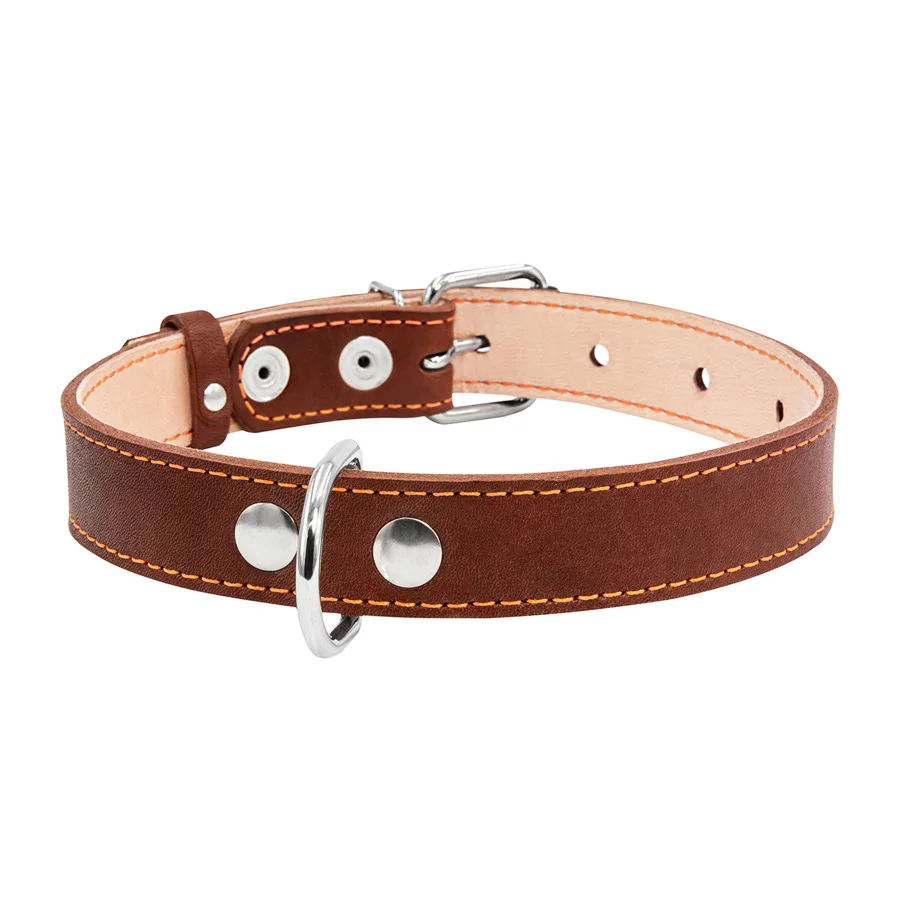 Нашийник подвійний CoLLaR 25мм 38-50см шкіряний коричневий