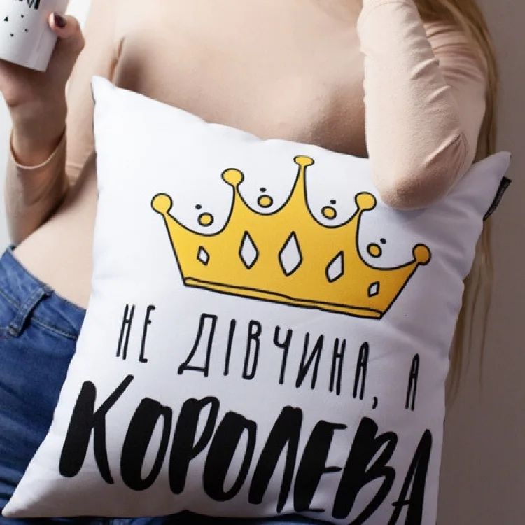 Подушка Габардин 40х40 см Біла з принтом
